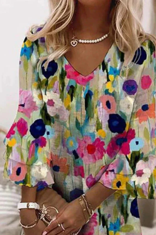 Amélie Fleurs Romantiques Col en V