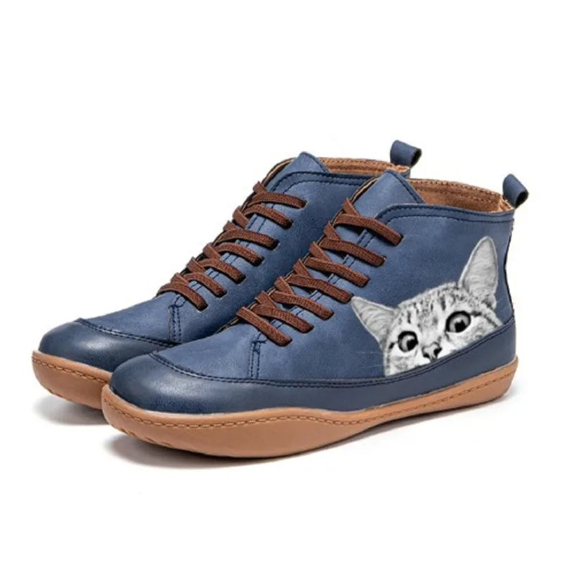 Savrani™ | Bottines cuir pour amoureux des chats