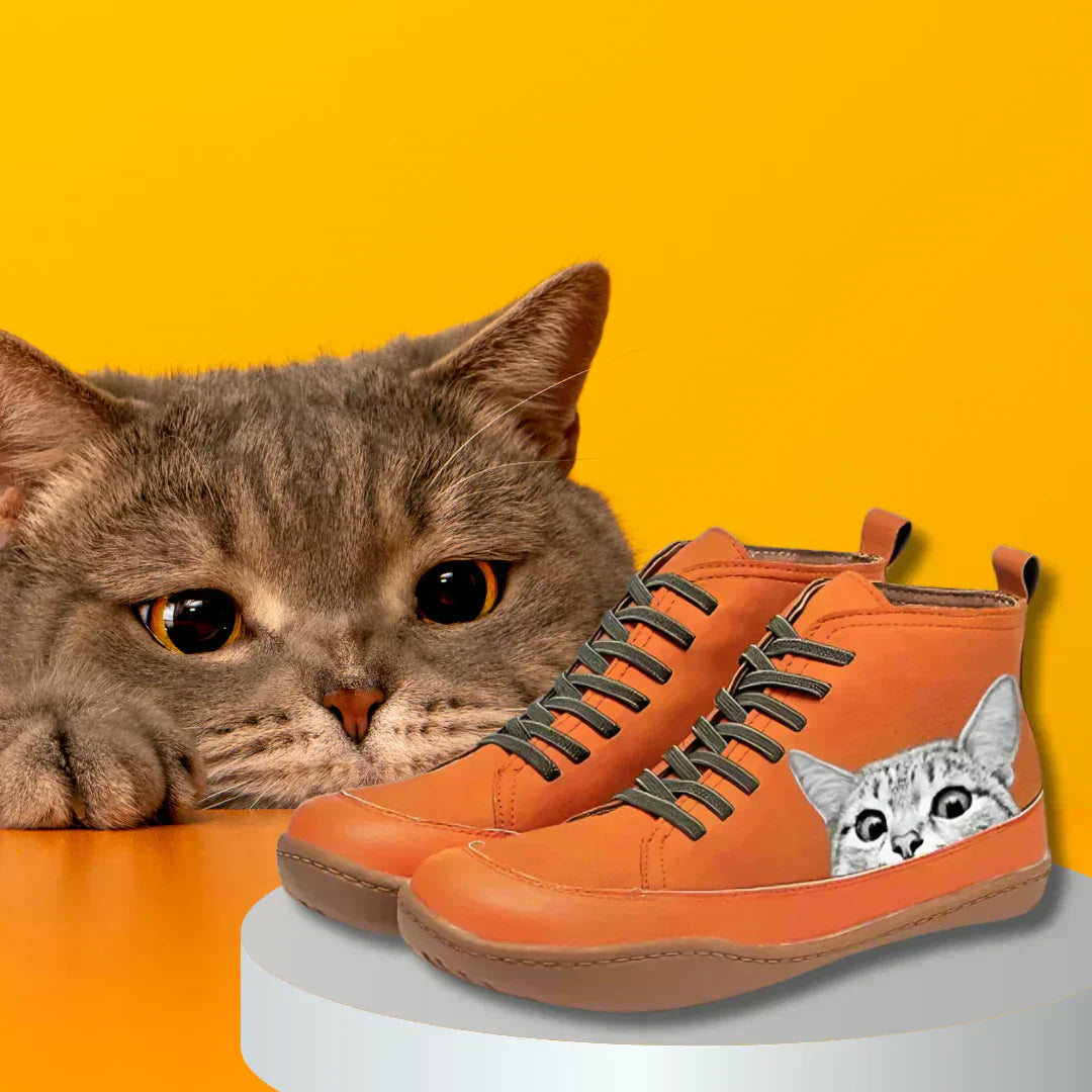Savrani™ | Bottines cuir pour amoureux des chats