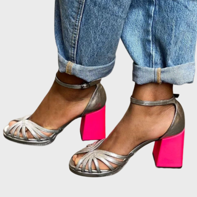Édith | Sandales Métallisées À Talon Pop