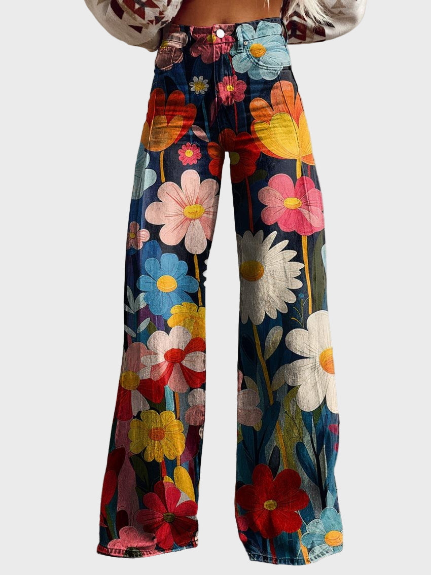 BRENNA - PANTALON LARGE À FLEURS