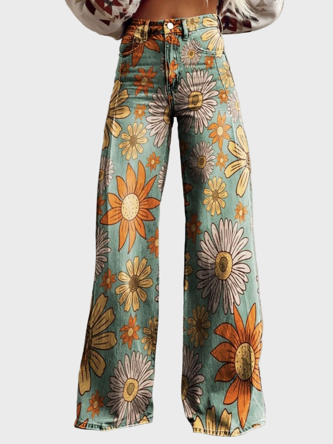 CIRILLA - PANTALON AMPLE À FLEURS VINTAGE