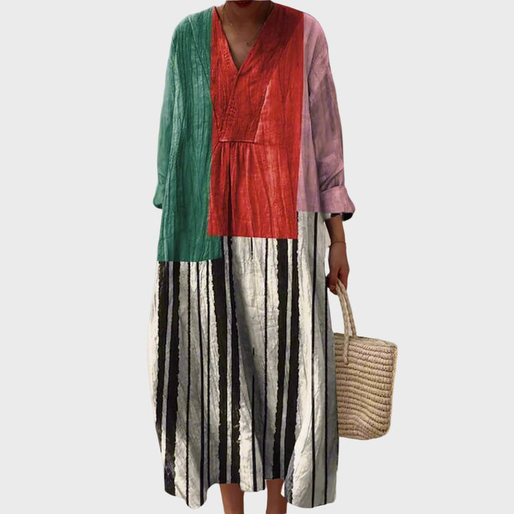 Karin™ | Robe maxi rayée blocs de couleur