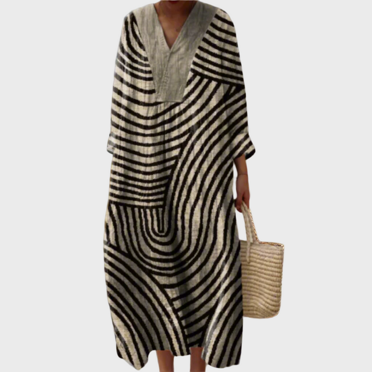 Irene™ | Robe fluide Labyrinthe Monochrome