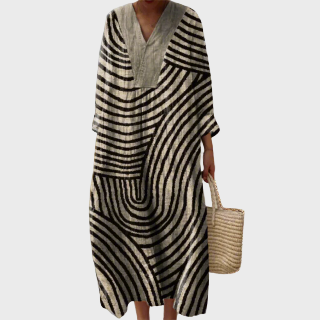 Irene™ | Robe fluide Labyrinthe Monochrome