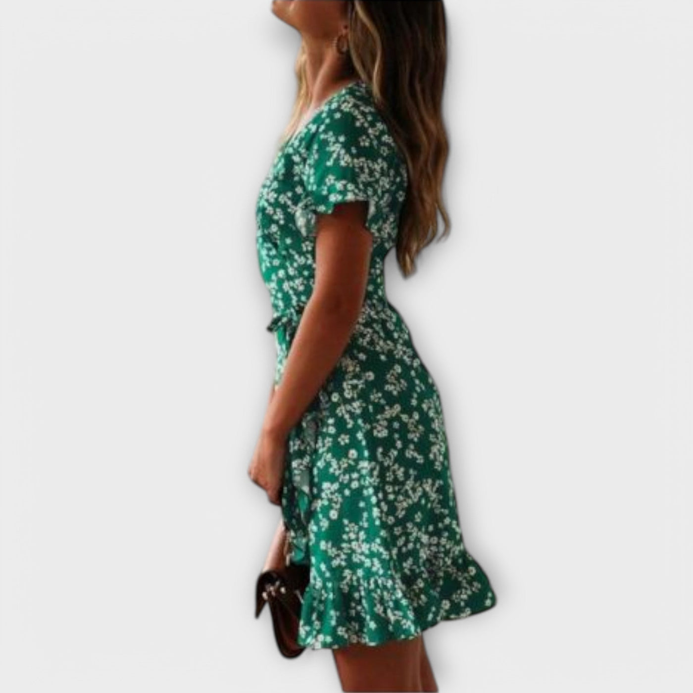 Nilsine - Robe Boho courte en vert