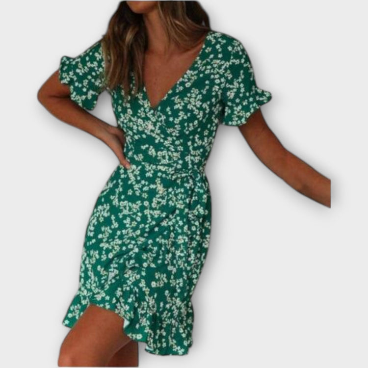 Nilsine - Robe Boho courte en vert