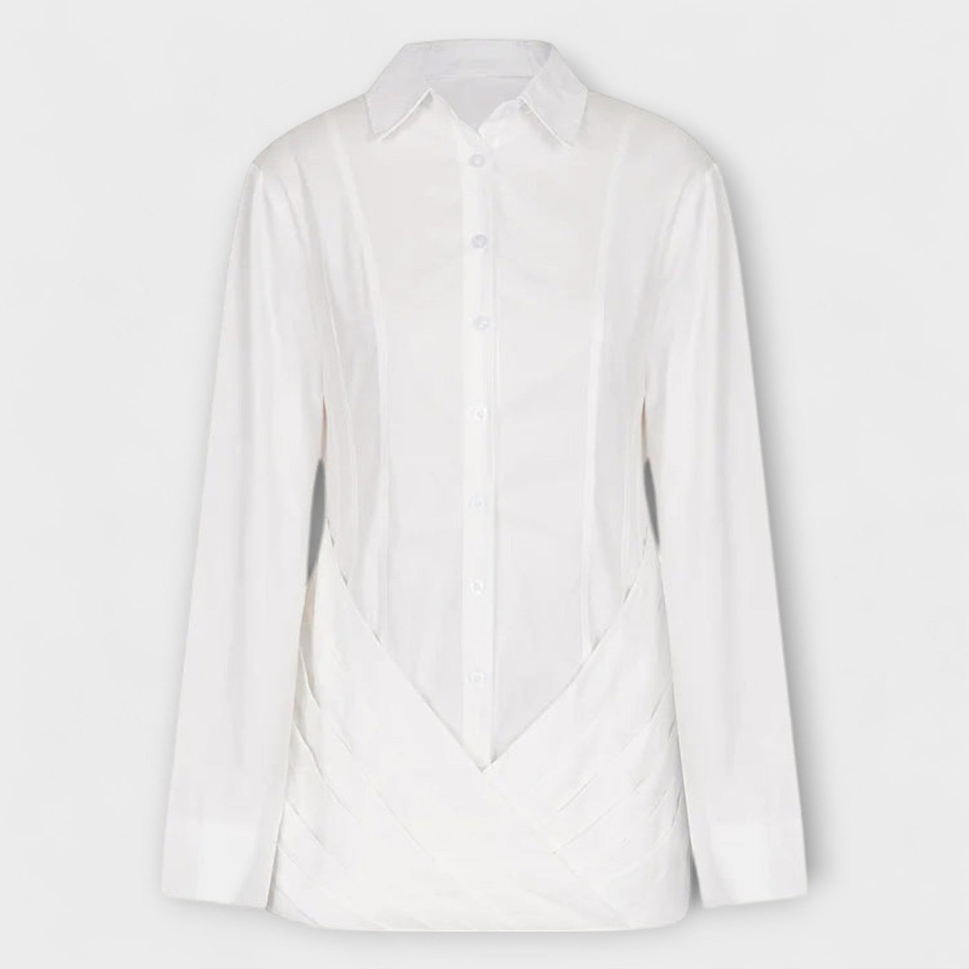 Indie - Robe chemise plissée blanche à manches longues